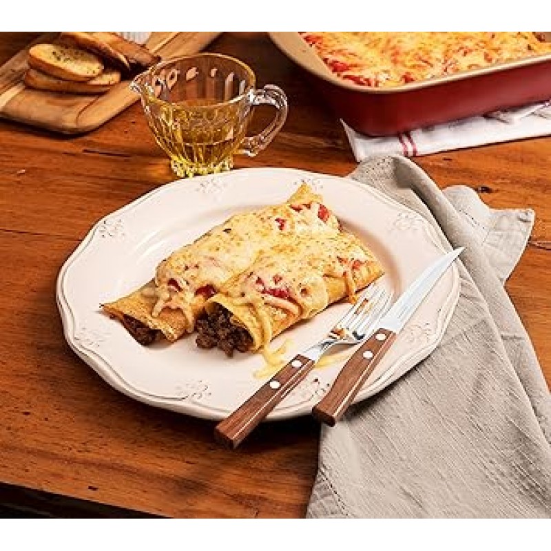 Tramontina 전통 헤비 듀티 천연 나무 손잡이 스테이크 나이프 8.3인치(21cm) 3개 세트 열처리 나이프 3개 세트 경량 내구성 브라질산 22200/305 TRAMONTINA