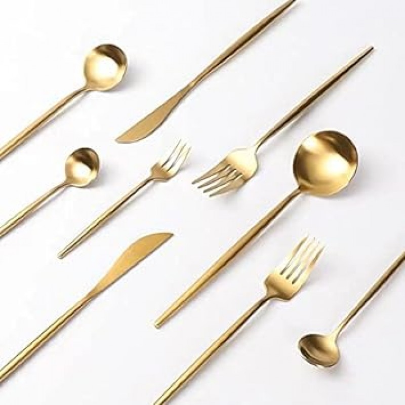 안두 수저세트, 디너세트, 디저트세트, 나이프, 스푼, 포크세트, 3종세트, 디저트스푼, 디저트포크, 디저트나이프, 디너스푼, 디너포크, 20가지 색상, 식기세트, 스타일리쉬, 스테이크, 티스푼, 테이블 나이프, 파스타 포크, 케이크 포크, 18-10 스테인리스 스틸, 금젓가락, 주방용품, 레스토랑, 식기세척기 금고, 크리스마스, 결혼 선물, 선물용(숟가락, 나이프+포크), 3종세트(골드, 3종세트)