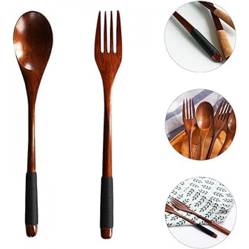 OUNONA 칼 세트, 숟가락, 포크, 나무 휴대용 식기, 캠핑, 가정용, 레스토랑, 일본식, 디너 세트, 선물, 광택, 투피스 세트, 위생, 내구성