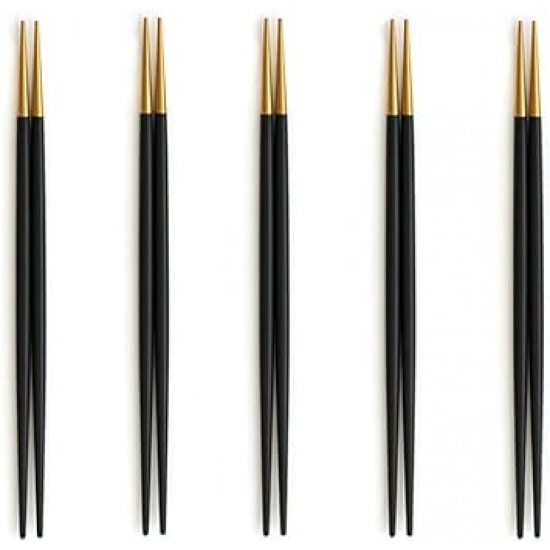 안두수저세트, 금색, 스타일리시, 젓가락세트, 젓가락, 식기, 둥근젓가락, 5쌍세트, 스테인리스, 디너커트러리세트, 디너스푼, 나이프, 포크, 스테이크나이프, 테이블나이프, 디저트, 스푼, 파스타포크, 디너 세트, 커트웰, 디너나이프, 스테이크포크, 서양식식기세트, 레스토랑용, 가정용, 식기세척기금고, 주방용품, 크리스마스, 결혼선물, 18-8 스테인리스, 선물용(젓가락 5쌍) (블랙골드, 세트) 젓가락 5개 중)