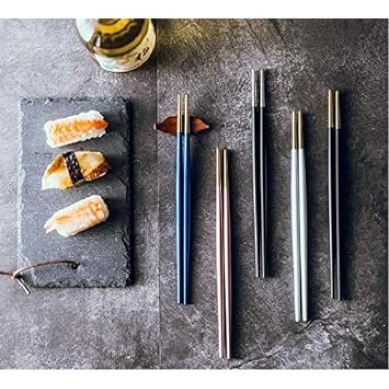 안두수저세트, 금색, 스타일리시, 젓가락세트, 젓가락, 식기, 둥근젓가락, 5쌍세트, 스테인리스, 디너커트러리세트, 디너스푼, 나이프, 포크, 스테이크나이프, 테이블나이프, 디저트, 스푼, 파스타포크, 디너 세트, 커트웰, 디너나이프, 스테이크포크, 서양식식기세트, 레스토랑용, 가정용, 식기세척기금고, 주방용품, 크리스마스, 결혼선물, 18-8 스테인리스, 선물용(젓가락 5쌍) (블랙골드, 세트) 젓가락 5개 중)