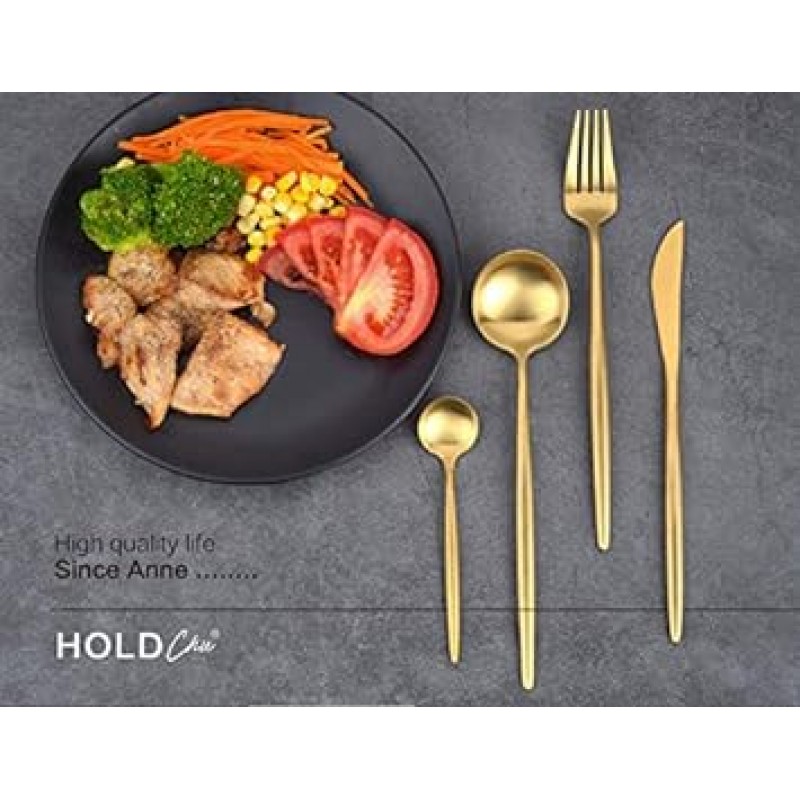 밍키 커트러리 세트, 골드, 스타일리시, 식기, 스테인리스 스틸, 디너 커트러리 세트, 나이프, 스푼 포크 세트, 스테이크 나이프, 테이블 나이프, 디저트 스푼, 파스타 포크, 디너 세트, 잘게 썬 디너 나이프, 포크 스푼, 스테이크 포크, 서양식 식기 세트, 레스토랑용, 가정, 식기세척기 안전, 주방 용품, 크리스마스, 결혼 선물, 광택, 선물, 저녁 스푼, 나이프, 포크 + 티스푼, ​​기본 조각 4개