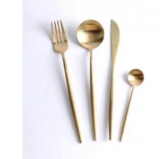 밍키 커트러리 세트, 골드, 스타일리시, 식기, 스테인리스 스틸, 디너 커트러리 세트, 나이프, 스푼 포크 세트, 스테이크 나이프, 테이블 나이프, 디저트 스푼, 파스타 포크, 디너 세트, 잘게 썬 디너 나이프, 포크 스푼, 스테이크 포크, 서양식 식기 세트, 레스토랑용, 가정, 식기세척기 안전, 주방 용품, 크리스마스, 결혼 선물, 광택, 선물, 저녁 스푼, 나이프, 포크 + 티스푼, ​​기본 조각 4개