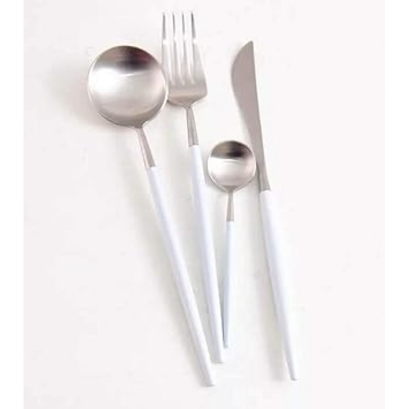 세사 빔스 인스타 토픽 커트러리 세트, 스푼, 포크, 나이프, 티스푼, ​​베이직 4종 세트, 스테인리스 스틸, 블랙 패턴, 디너 커트러리 세트, 윤기나는, 스테이크 나이프, 테이블 나이프, 디저트 스푼, 파스타 포크, 디너 세트, 커트러리, 디너 세트, 커트러리, 디너 세트, 커트러리 세트, 커트러리 세트, 레스토랑용, 가정용, 식기세척기 사용 가능, 유지 관리 용이, 커트러리 주방 용품 크리스마스 결혼 선물 선물 선물(화이트 실버)