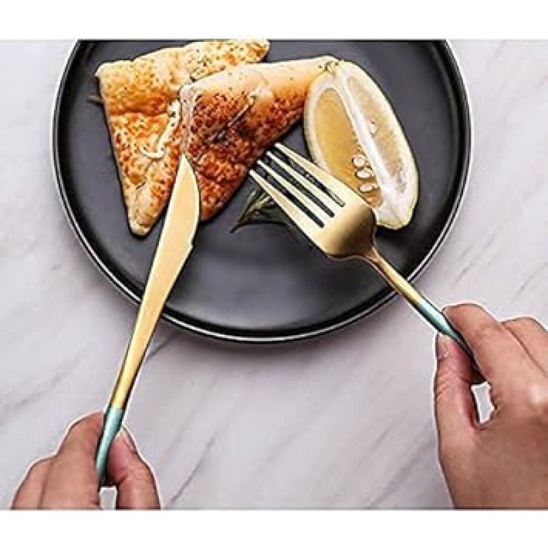 피아조 커트러리 세트, 6가지 색상 선택, 나이프, 포크, 스푼, 큐트, 기프트, 그린, 1세트(4개)