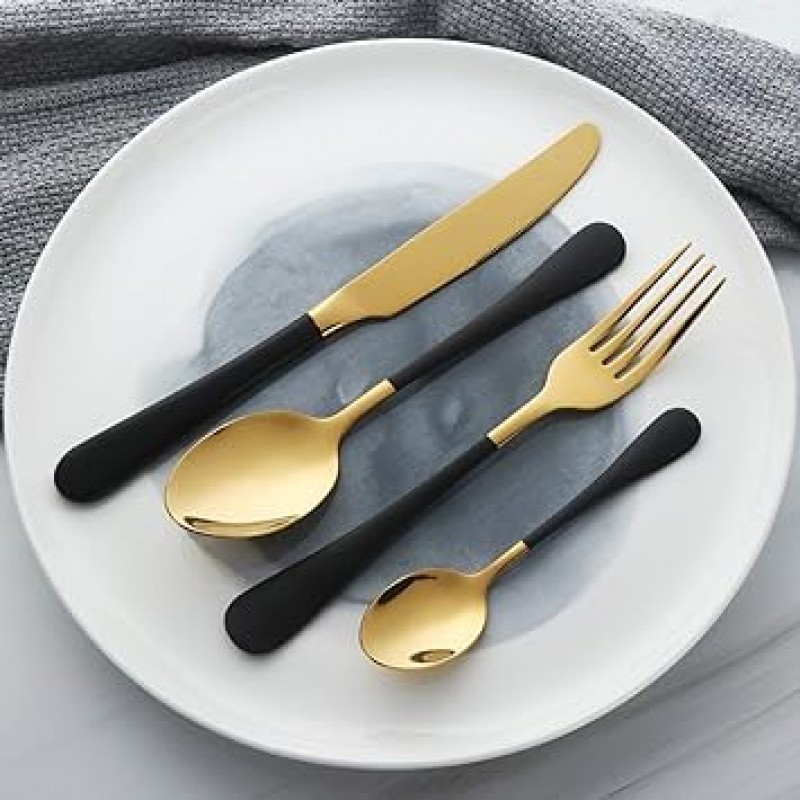 Dongbo 4 조각 스테인레스 스틸 Flatware 세트 디너 스푼 포크 나이프 티스푼 스테인레스 스틸 연회 파티 가족 선물