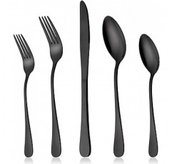 블랙 Silverware 세트, Lianyu 20-piece 스테인레스 스틸 Flatware 칼 붙이 세트 4, 거울 마감, 식기 세척기, 좋은 상자 패키지