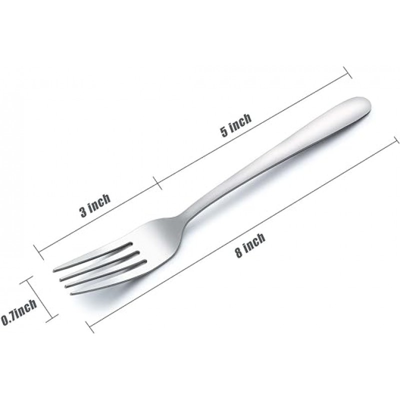 디너 포크 칼 붙이 세트 24 점 식품 등급 스테인리스 스틸 칼 붙이 포크 은 식기 포크 8.2 인치 경면 마무리 식세기 사용 가능