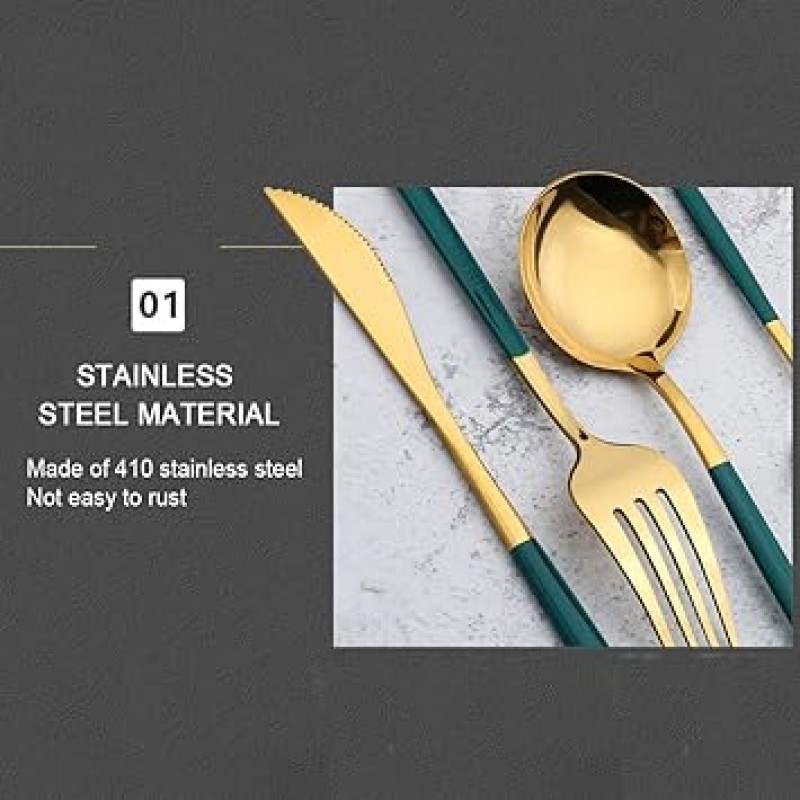 SSXY 스테인레스 스틸 칼 세트, Flatware 저녁 식사 북유럽 칼 붙이 칼 붙이, 4PCS 선물 세트 블랙 선물 상자