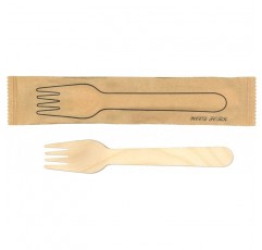 Kyushu Shiko WF-002N 목제 수저, Craft Complete Forks, 종이 포장, 100개 팩, 목재, 개별 포장, 일회용, 친환경, 카페, 야외, 환대