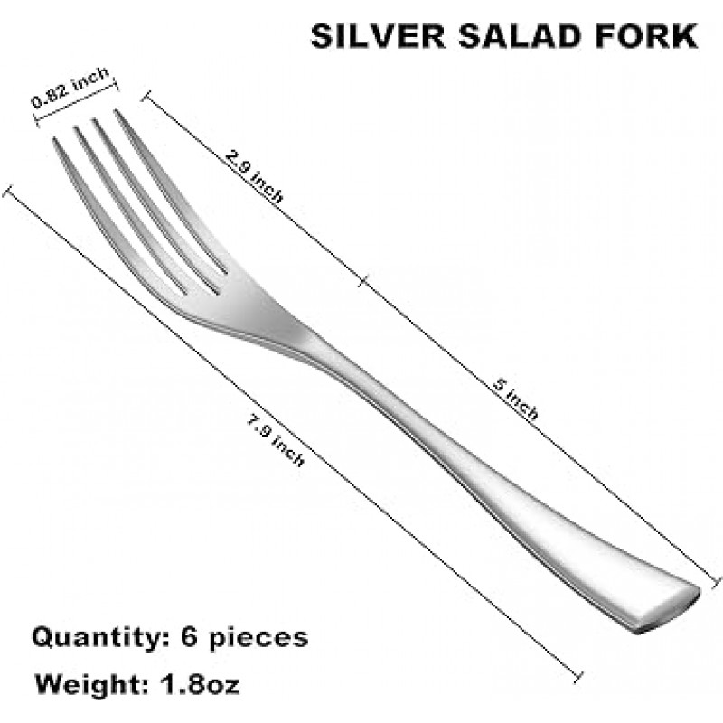 Lemeya 모던 샐러드 포크 6점 세트 스테인리스 스틸 포크 홈 키친 레스토랑용 경면 마무리 식기 세척기 대응 7.9 인치