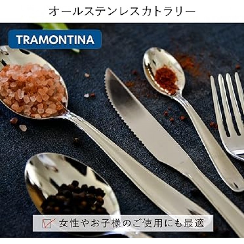 Tramontina 66902/650 식기, 말레이시아, 16개 세트, 식기세척기 사용 가능, 경량, 스테인리스 스틸, 브라질산