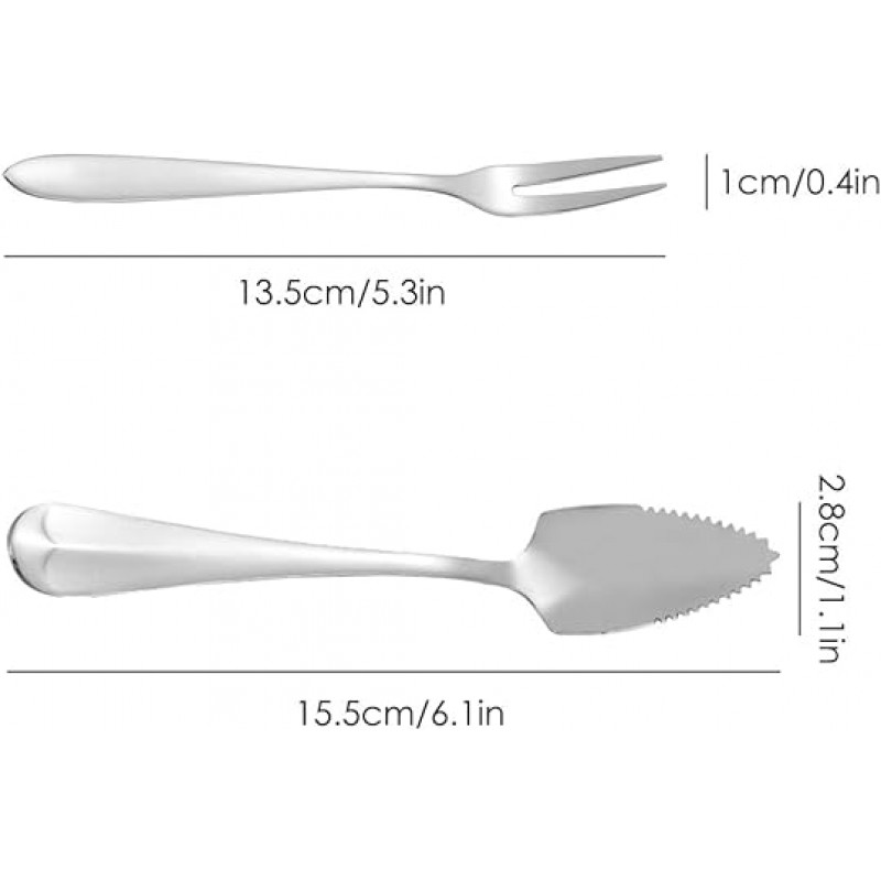 DanziX 자몽 숟가락 세트 6 인치 톱니 모양 가장자리 숟가락 5 개 과일 디저트 및 주방용