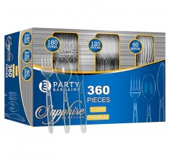 Party Bargains 일회용 수저 세트, 투명, 수량: 360개