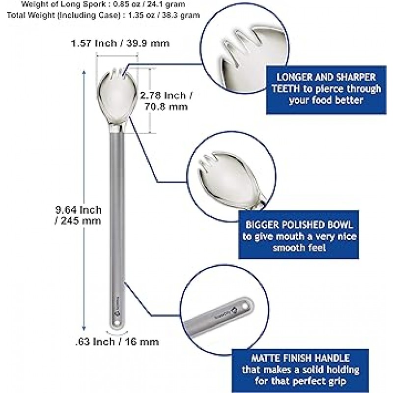 가장 긴 티타늄 롱 핸들 스포크, 폴리쉬 보울, 9.65