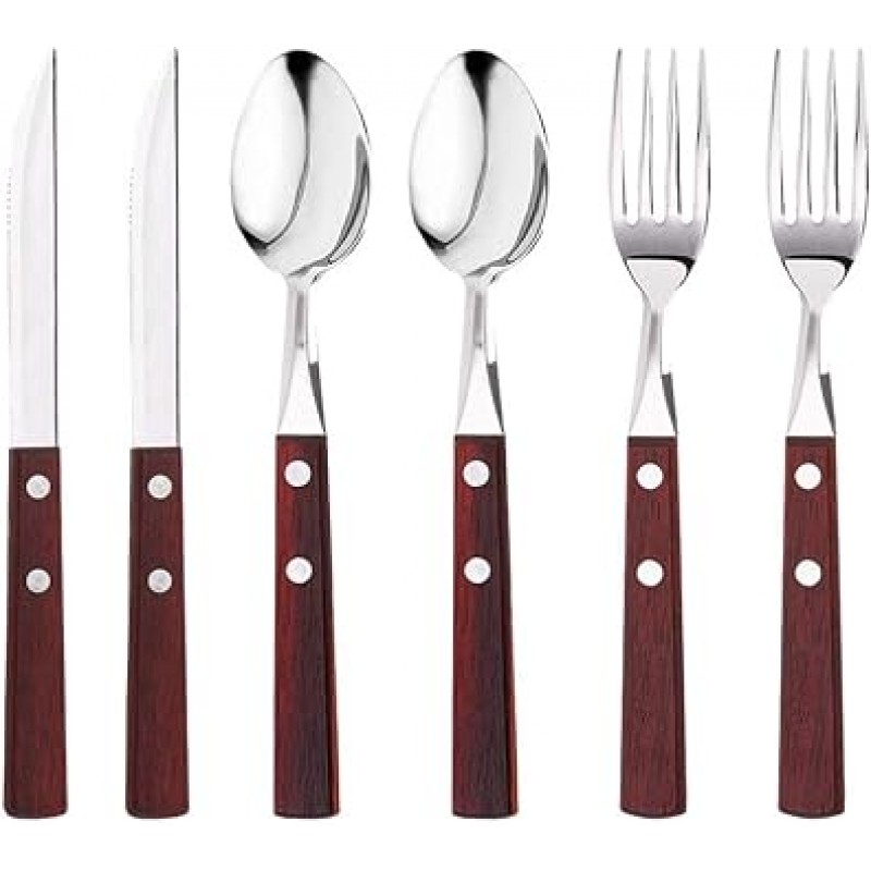 12 개 나무 손잡이 스테인레스 스틸 칼 붙이 세트 포크 숟가락 칼 Flatware Set Service for 4