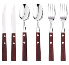 12 개 나무 손잡이 스테인레스 스틸 칼 붙이 세트 포크 숟가락 칼 Flatware Set Service for 4