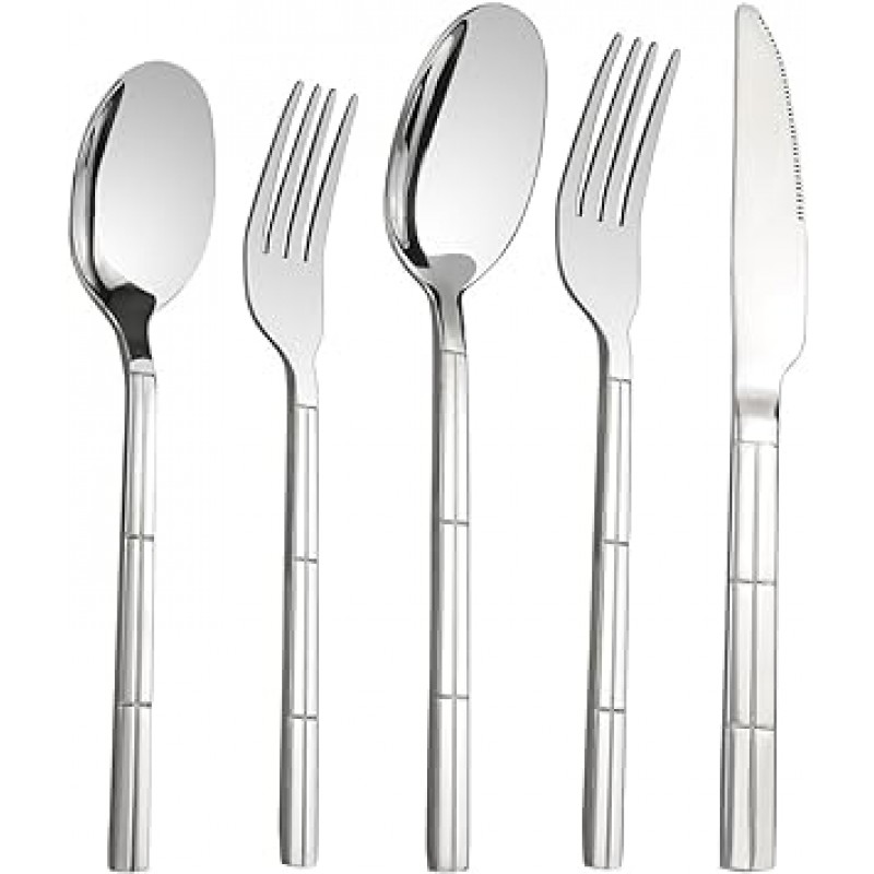 lesbin 스테인레스 스틸 Flatware Silverware 세트, 30- Pieces, 서비스 for 6