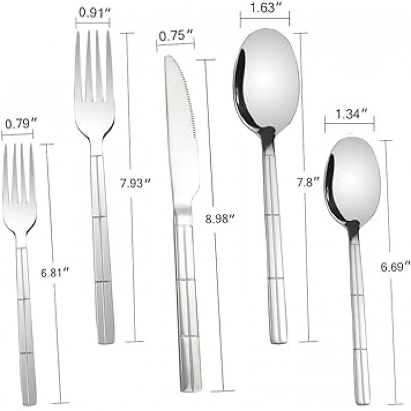 lesbin 스테인레스 스틸 Flatware Silverware 세트, 30- Pieces, 서비스 for 6