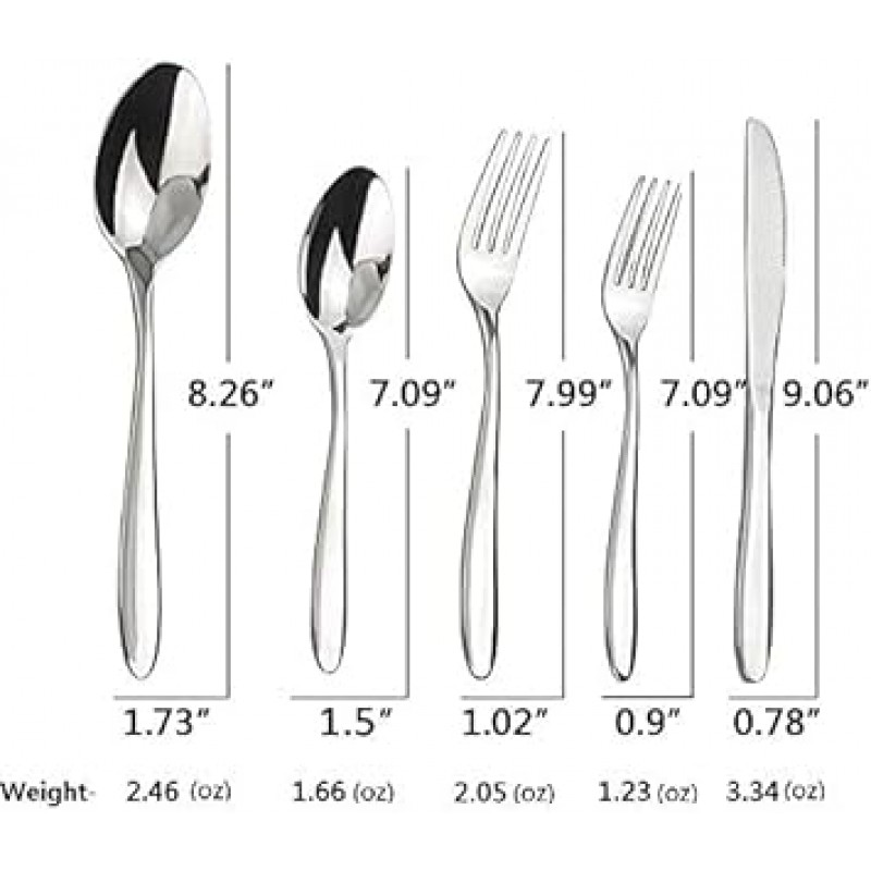Ramddy 30피스 플랫웨어 커트러리 세트, 18/10 스테인리스 스틸, 6인용 서비스