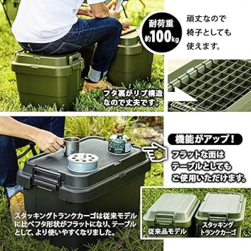 Risu TC-50S Trunk Cargo Storage Box, Stacking, Made in Japan, 13.2 gal. (50L) 블랙 2개 세트