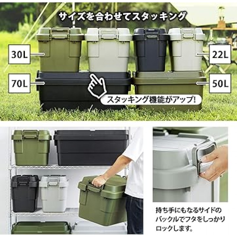 Risu TC-50S Trunk Cargo Storage Box, Stacking, Made in Japan, 13.2 gal. (50L) 블랙 2개 세트