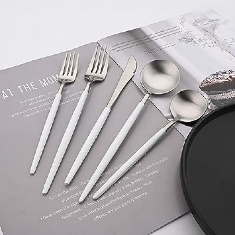 uniturcky 18 / 10 스테인레스 스틸 매트 Flatware Set 1 Gtware-whitesilver5x1