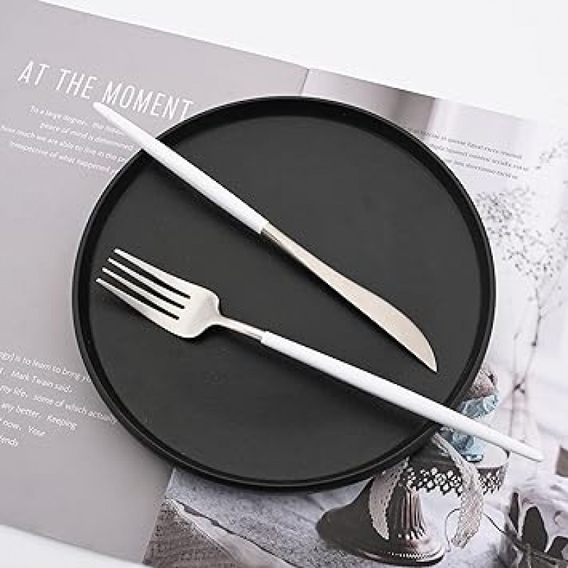 uniturcky 18 / 10 스테인레스 스틸 매트 Flatware Set 1 Gtware-whitesilver5x1
