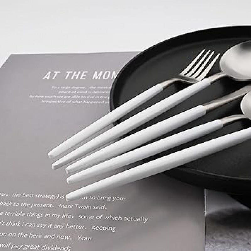 uniturcky 18 / 10 스테인레스 스틸 매트 Flatware Set 1 Gtware-whitesilver5x1