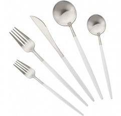 uniturcky 18 / 10 스테인레스 스틸 매트 Flatware Set 1 Gtware-whitesilver5x1