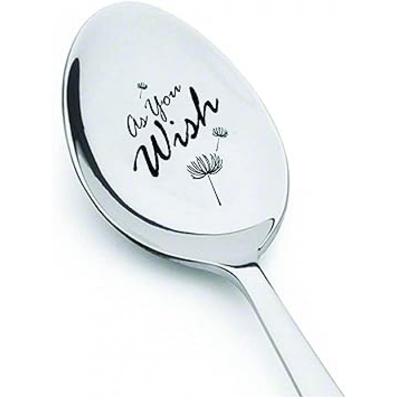 As You Wish Engraved spoon-dandelion seed-hand Stamped gift-snowflake flatware-christmas 재미있는 선물