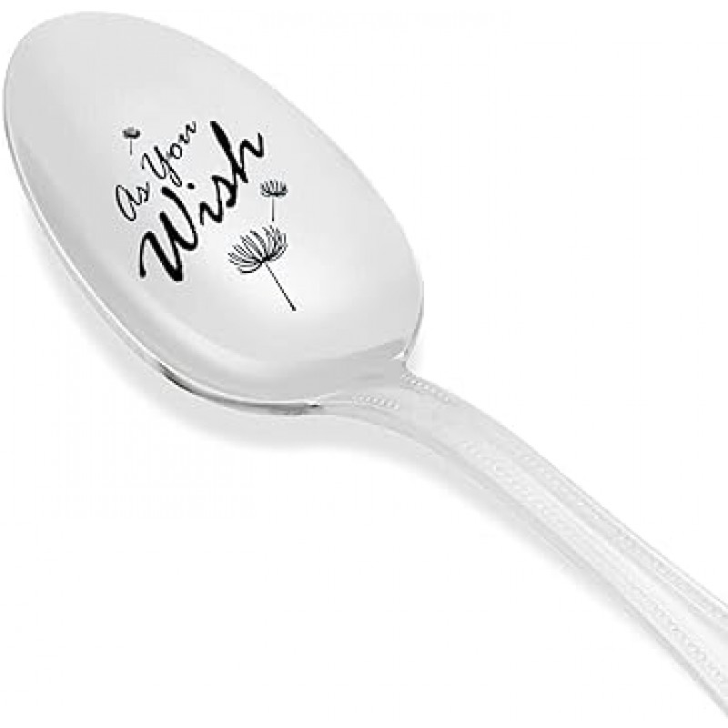 As You Wish Engraved spoon-dandelion seed-hand Stamped gift-snowflake flatware-christmas 재미있는 선물