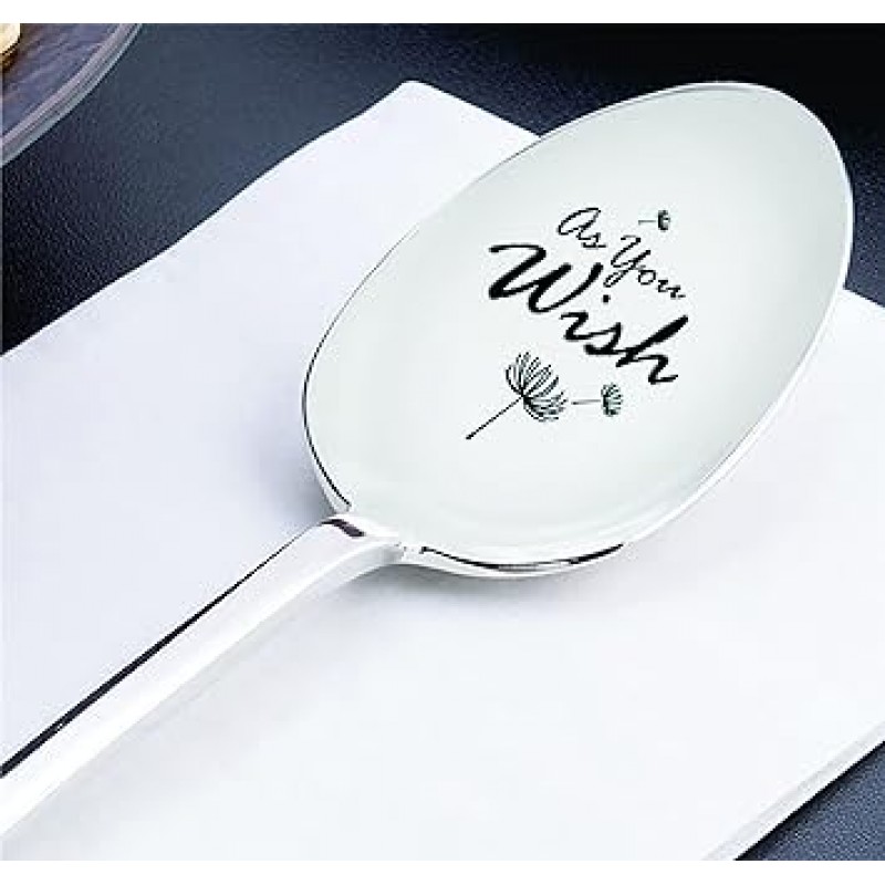 As You Wish Engraved spoon-dandelion seed-hand Stamped gift-snowflake flatware-christmas 재미있는 선물