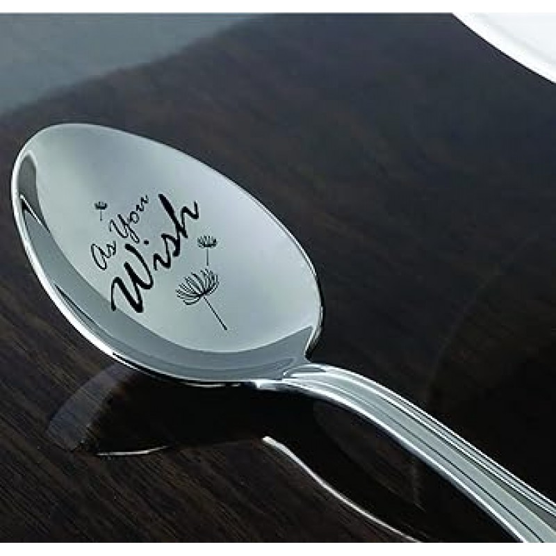 As You Wish Engraved spoon-dandelion seed-hand Stamped gift-snowflake flatware-christmas 재미있는 선물