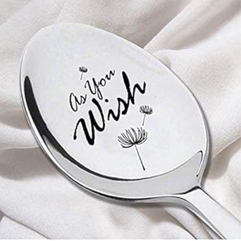 As You Wish Engraved spoon-dandelion seed-hand Stamped gift-snowflake flatware-christmas 재미있는 선물