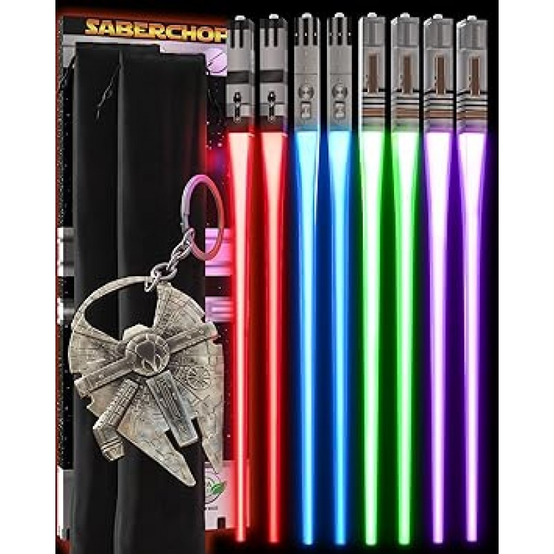 LIGHTSABER CHOPSTICKS LIGHT UP STAR WARS CHOPSTICK LED 빛나는 라이트 세이버 촙 스틱 재사용 가능 스시 세이버 멋지다 즐거운 오타코 스타워즈 촙 스틱 세트