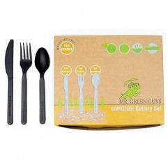 생분해성/Compostable Heavyweight Disposable Forks , Knives & Spoons 세트 – 50 ct 각 Eco Friendly Compostable Forks , Knives & Spoons Made 부터 Cornstarch