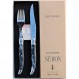 Laior ABS 핸들 0.1인치(2.5mm) 디너 나이프 0.08인치(2.0mm) 포크 세트 선물 상자 프랑스 NERON 블랙 대리석 스타일