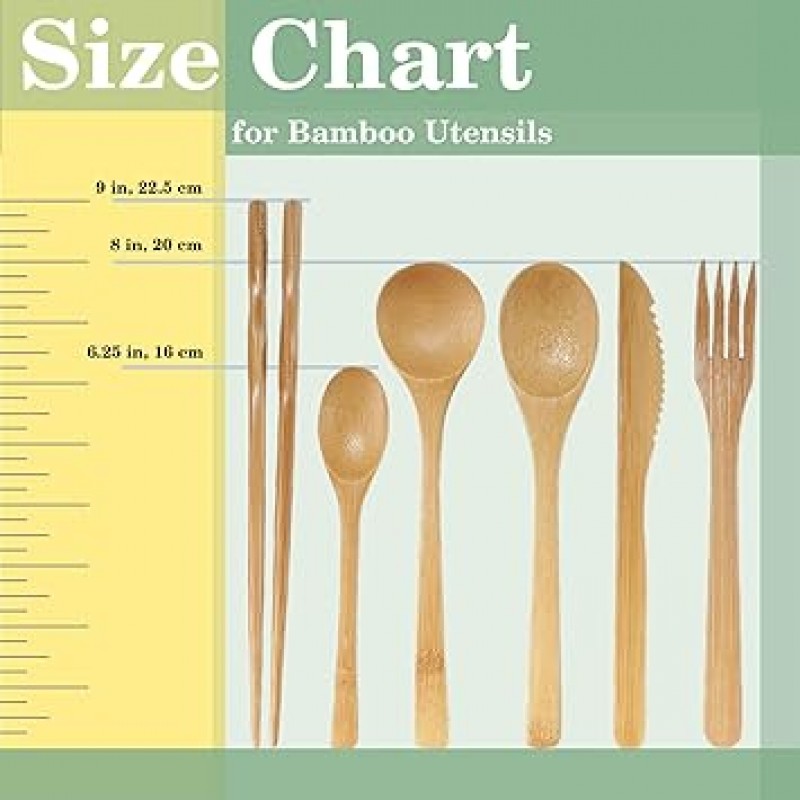 BambooMN 유기 재사용 가능한 대나무 부엌 공구 세트, 숟가락, 포크, 나이프 Fork, Knife, and Spoon Set 브라운 6955114939170a