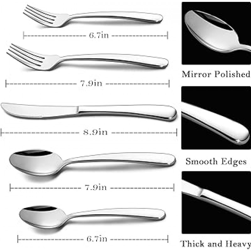 HaWare 40 개 중후한은 식기 세트 프리미엄 등급 스테인레스 스틸 칼 붙이 세트 현대적이고 우아한 디자인의 가정 레스토랑 웨딩 미러 광택 마무리 식기 세척기 사용 가능