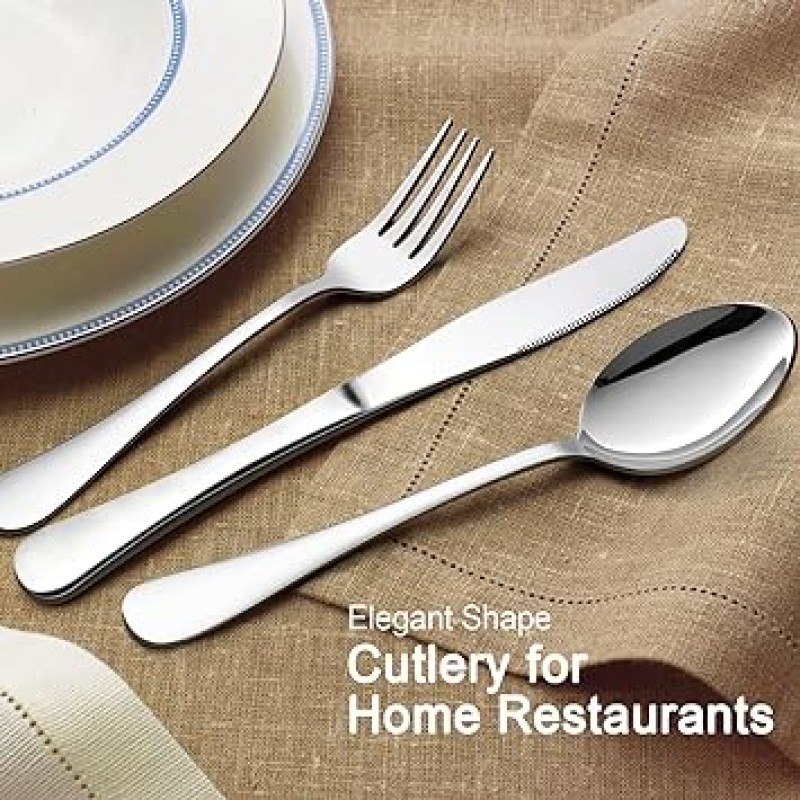 은 식기 세트, Haware 48-piece Flatware 세트, 스테인레스 스틸 칼 붙이 세트 서비스 for 8, 8 개, Serving 식기, 미러 Finished, 식기 세척기 안전