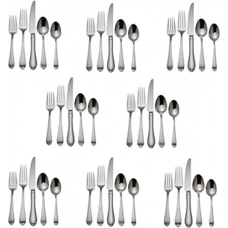 Reed & Barton Hammered 골동품 18 / 10 스테인레스 스틸 – 40 Piece Set (서비스 for 8개)