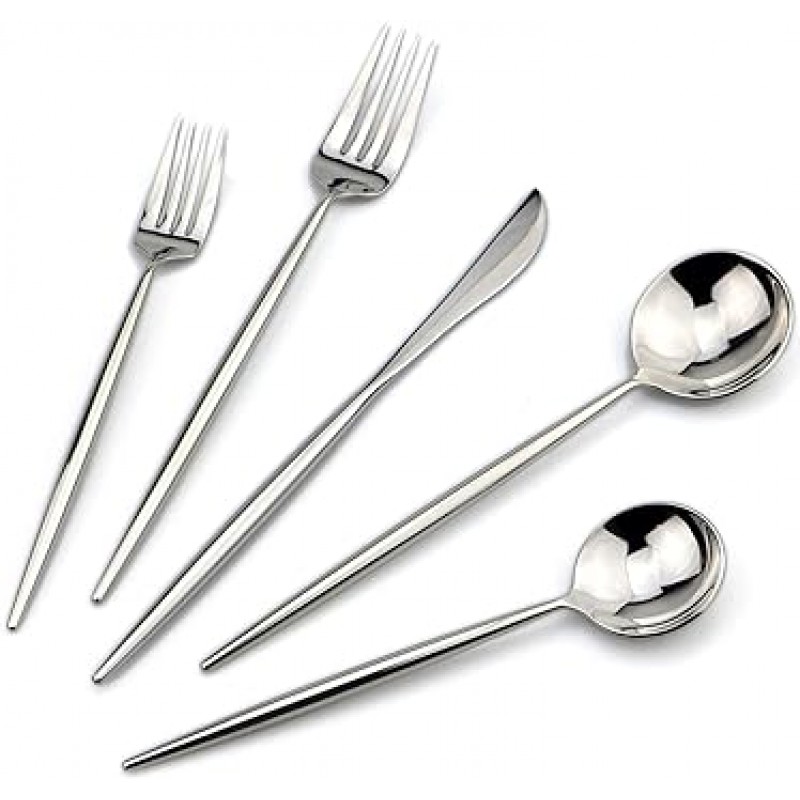 briiec Luxury 실버 18 /10 스테인레스 스틸 Flatware 세트 홈 부엌 레스토랑 테이블웨어 칼집 세트, 4 용 서비스, 미러 Finished, 식기 세척기 안전 BRIPUTAOYASLVMIR54