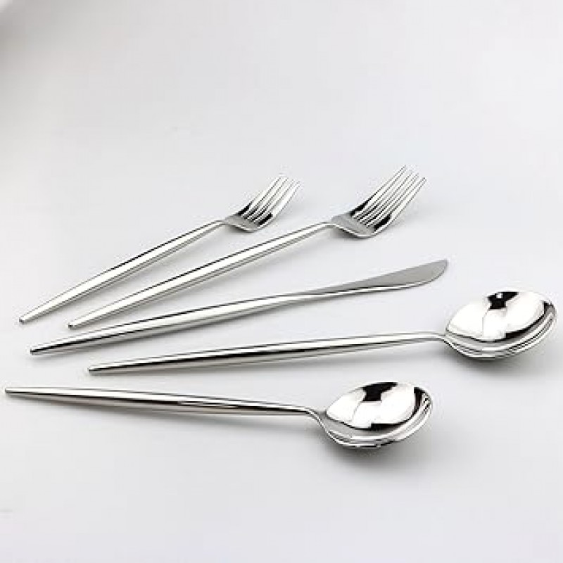 briiec Luxury 실버 18 /10 스테인레스 스틸 Flatware 세트 홈 부엌 레스토랑 테이블웨어 칼집 세트, 4 용 서비스, 미러 Finished, 식기 세척기 안전 BRIPUTAOYASLVMIR54