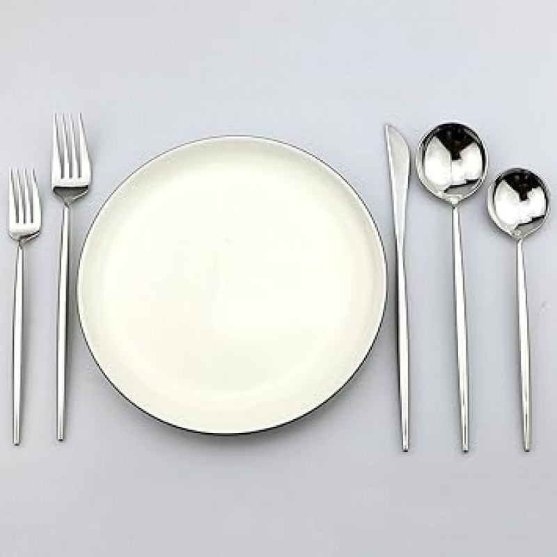 briiec Luxury 실버 18 /10 스테인레스 스틸 Flatware 세트 홈 부엌 레스토랑 테이블웨어 칼집 세트, 4 용 서비스, 미러 Finished, 식기 세척기 안전 BRIPUTAOYASLVMIR54