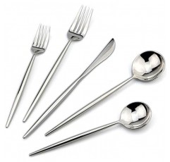 briiec Luxury 실버 18 /10 스테인레스 스틸 Flatware 세트 홈 부엌 레스토랑 테이블웨어 칼집 세트, 4 용 서비스, 미러 Finished, 식기 세척기 안전 BRIPUTAOYASLVMIR54