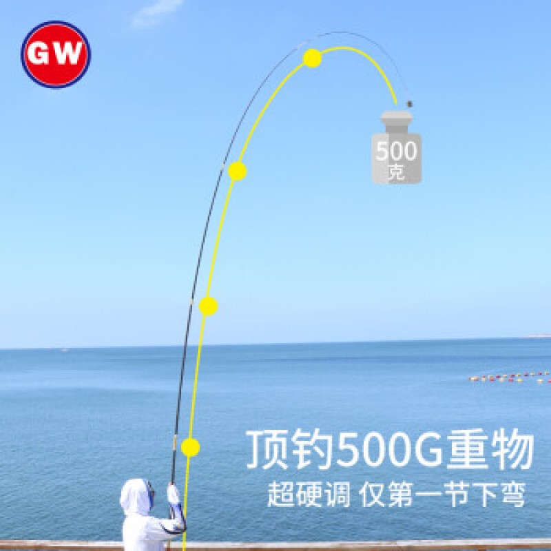 Guangwei (GW) Guangwei Jingwangtai 낚싯대 가볍고 단단한 탄소 낚싯대 손 막대 무료 1 또는 2 섹션 붕어 종합 막대 Jingwangtai 4.5 미터