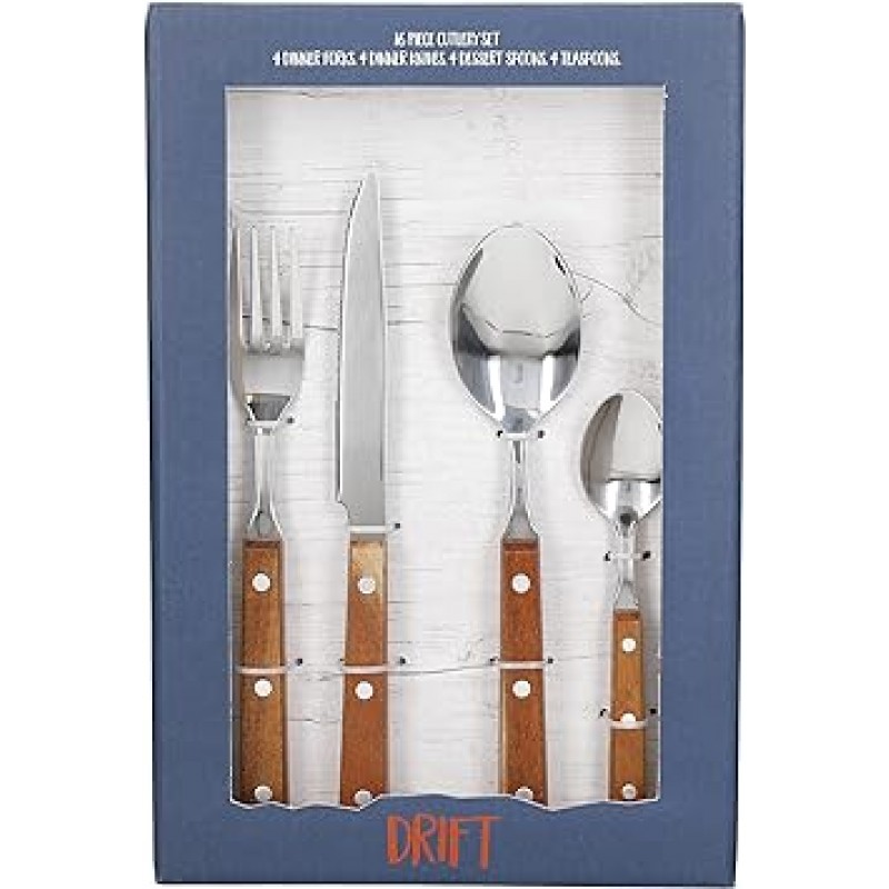 나무 손잡이가 있는 크리에이티브 탑 드리프트 스테인리스 스틸 칼 세트(16개)