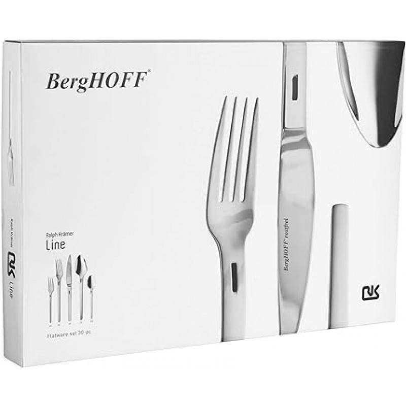 Berghoff 라인 미러 마무리 칼 붙이 세트 6 인분 실버 30 개