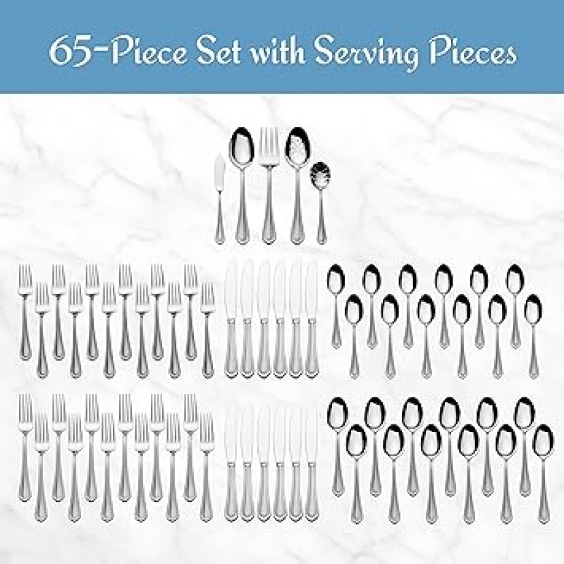 Mikasa Regent Bead 65-Piece Flatware Set [병행 수입품]